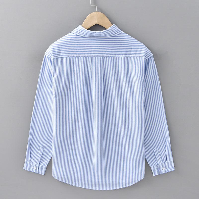 Spring New Striped Shirt Men's Trendy Long-sleeved Loose Casual Versatile Top Pure Cotton Shirt