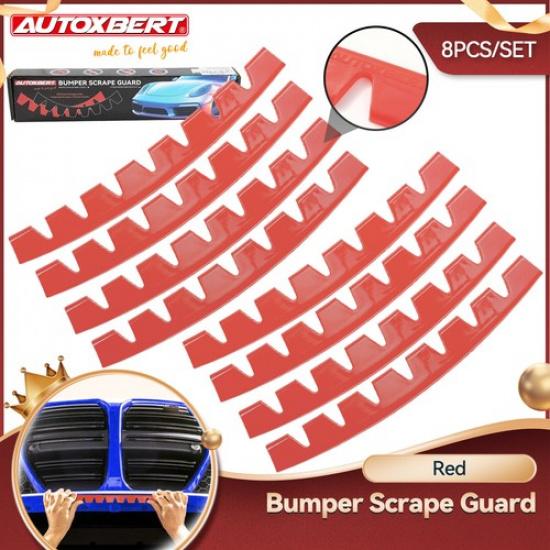 8pcs Red Front Splitter Bumper Lip Scrape Guard Protection Kit Universal Car
