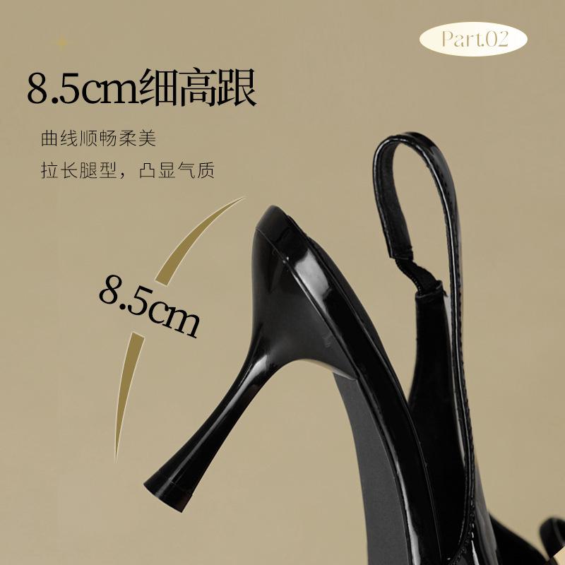 Augustine French Bag Head Sandals Women's 2025 New Summer Pointed Stiletto High Heels Black Temperament Single Shoes