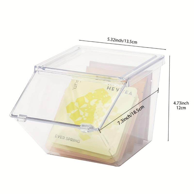 2/4pcs Transparent Plastic Coffee Capsule Holder with Lid Tea Bags Organizer Stackable Food Storage Box for Cabinet Dining Room