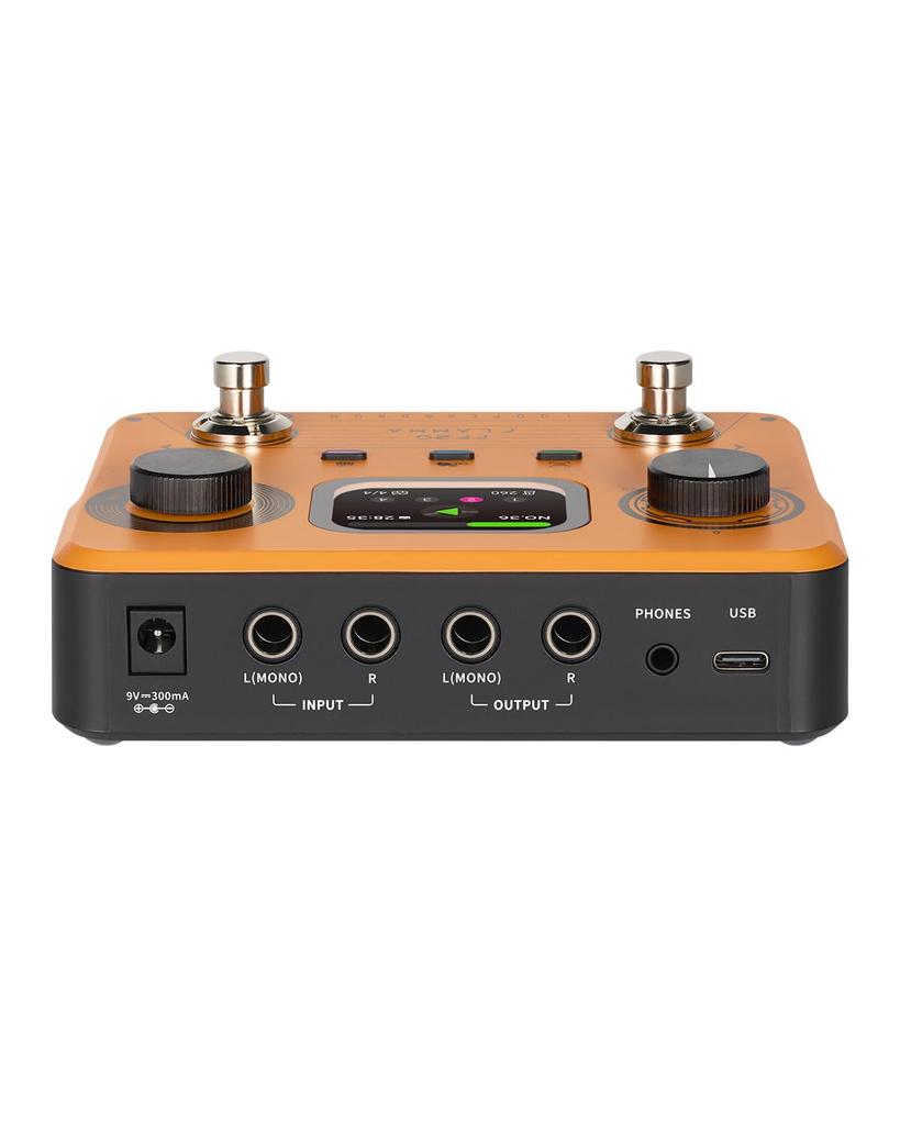 FLAMMA FF20 Looper Pedal Drum Machine with 300 Minutes of Recording 220 Drum 100 Loop Time Auto USB Headphone Output for Guitar and Bass Screen, Time,