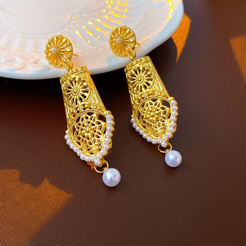 

Винтажные серебряные геометрические серьги-цветы - Легкая роскошь, ретро-дизайн