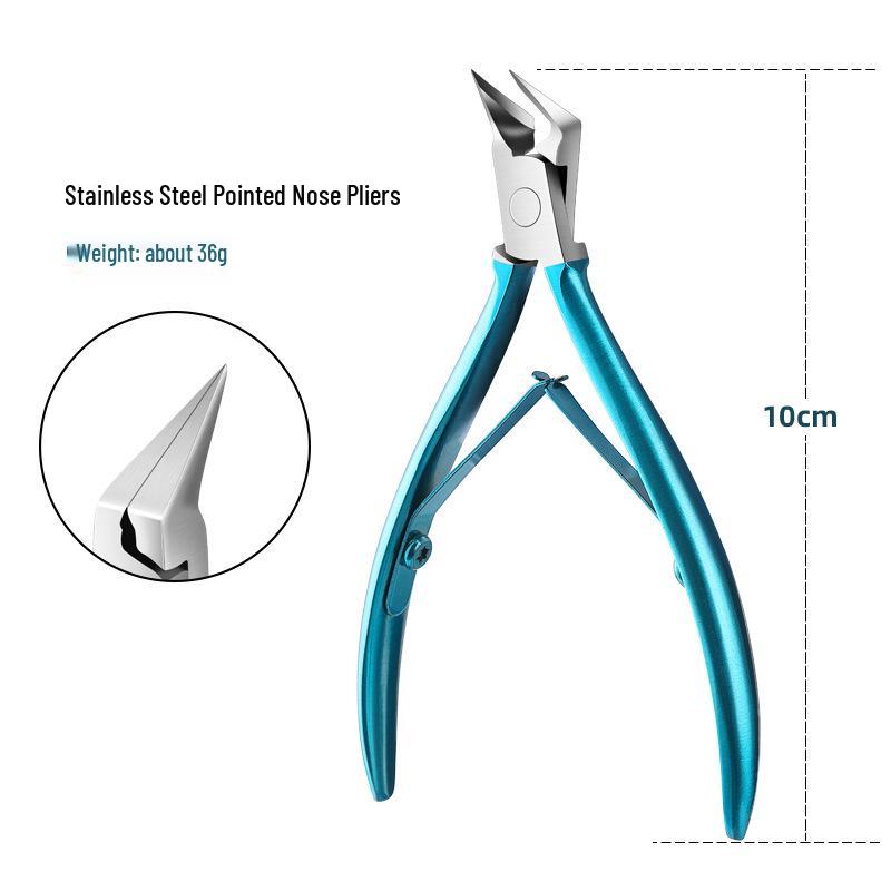 Stainless Steel Slanted Nail Clipper with Cuticle Scissors and Small Blade for Easy Trimming and Hangnail Removal