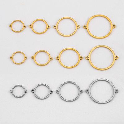 10Pcs 20Pcs Stainless Steel Hollow Double Hole Circle Charms Pendant Bracelet Cabochon Tray Bezel Blank Settings Jewelry Making