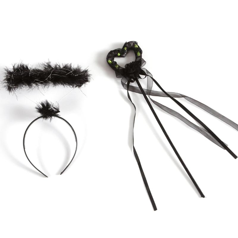 Federflügel Teufelshorn/Krone Stirnband Zauberstab Engel/Dämon Kostüm Halloween Kostüm Cosplay Party Requisiten