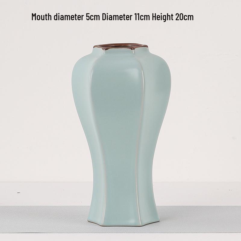 Elegant Celadon Vase: Classical Ru Kiln Ceramic for Hydroponic Flower Arrangements and Living Room Decor