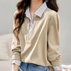 Navava NT1968 2in1 STripe Collar Long Sleeve T shirT