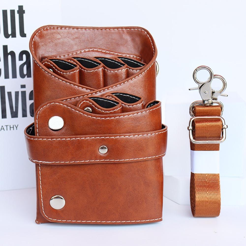 With Waist Shoulder Belt Hair Scissors Bag PU Leather Case Bag Holder Shears Storage Bags  Salon