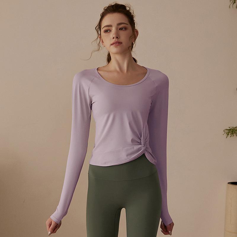 

High-End Slim Fit Long Sleeve Breathable Yoga T-Shirt L (105-115 lbs) рожевий