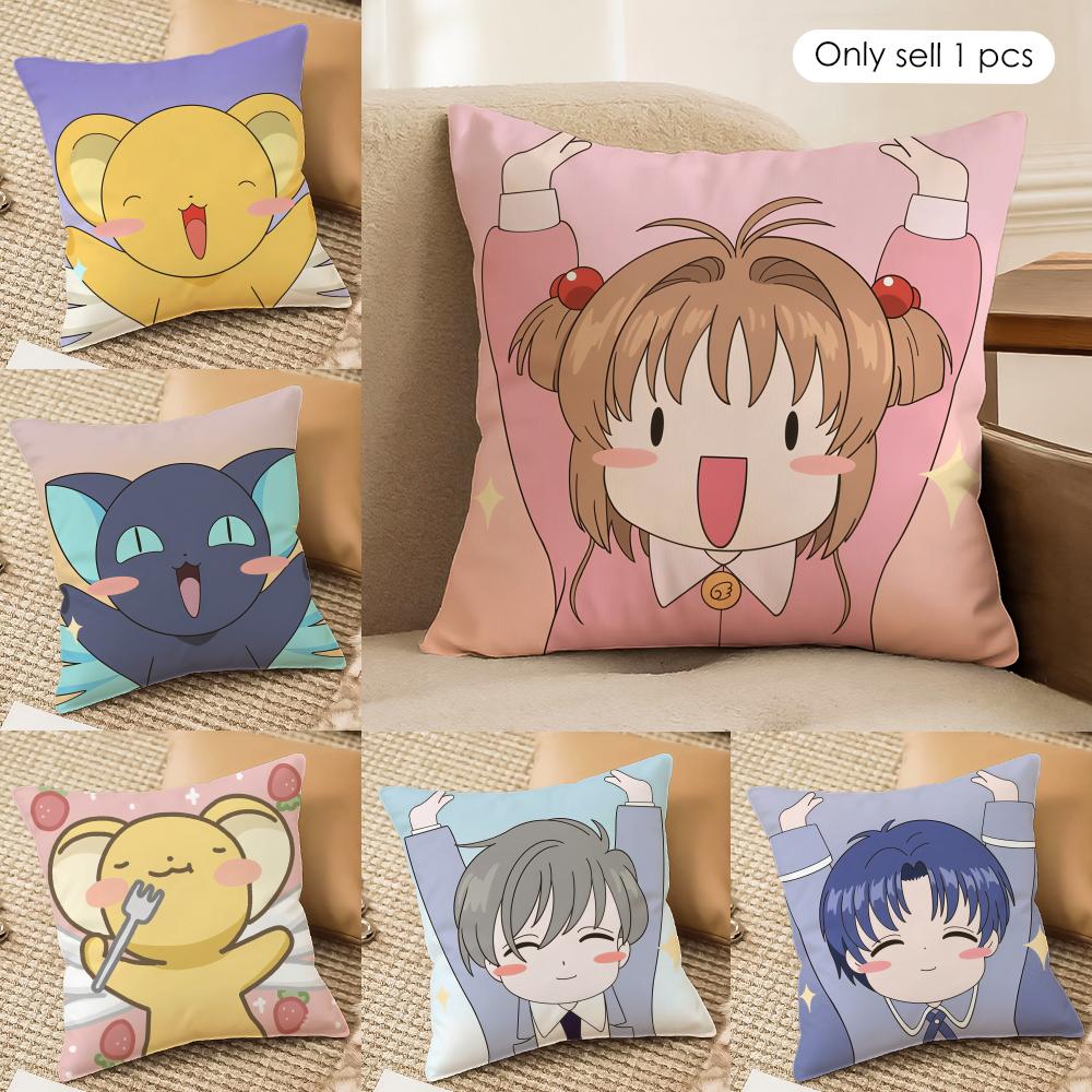 Anime CCardcaptor SSakura Kissenbezug Seidiger Kurzer Plüsch Versteckter Reißverschluss Staubdicht Sofa Kissenbezug Für Heimdekoration