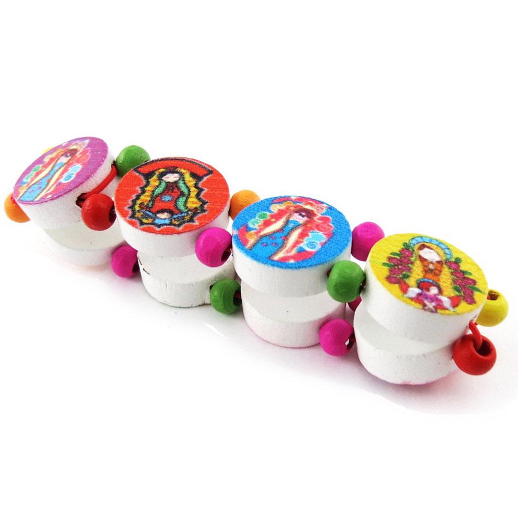 Les Trésors De Lily [J1132] - Wooden Bracelet 'Religious Icon' Tutti Frutti - 16 Mm