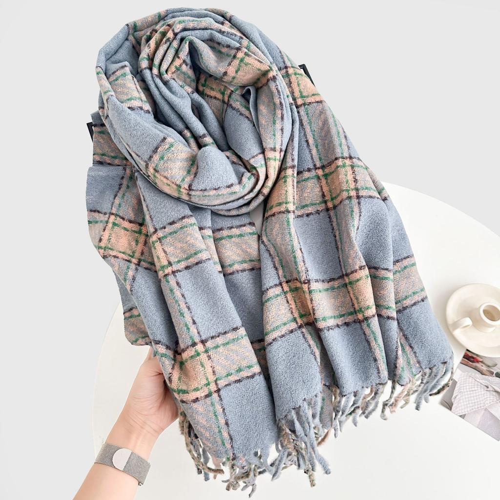 Korean Atmosphere Shawl Plaid Warm and Versatile Scarf Japanese Student JK Plaid Scarf for Women