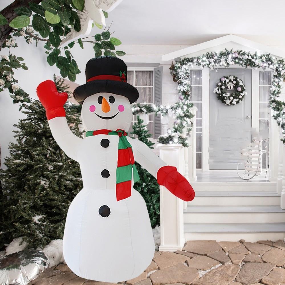 8 FT Christmas Inflatables Snowman Outdoor Yard Decorations Christmas Blow Up Decoration Set Inflated Snowman with LED Lights