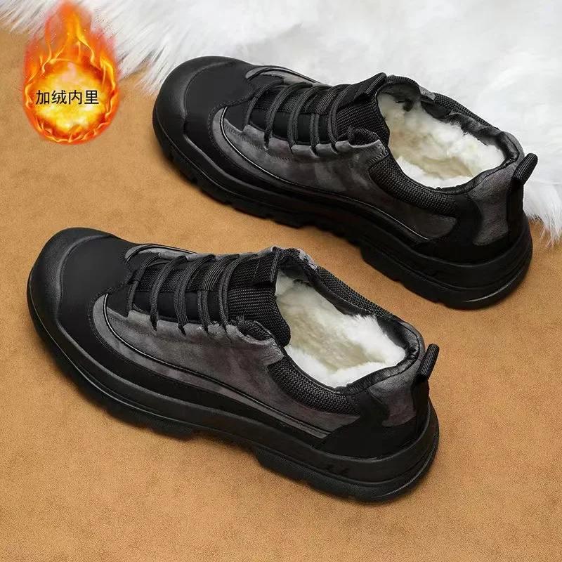 Cotton Shoes Men's Winter New Plush Warm High Top Cotton Boots Fashionable Outdoor Waterproof and Anti Slip Work Boots