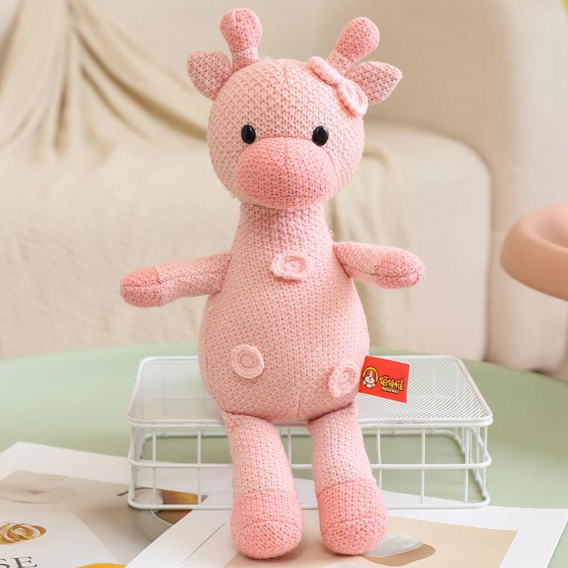 

Knitted Animal Series Gentle Stuffed Plush Toy Adorable Rabbit Elephant Giraffe Woodland Plushies Doll Jungle Safari Birth Date Kid Present 30cm