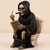 Middle Finger Grim Reaper Statue Resin Craft Ornament Creative Funny Halloween Toilet Decor New