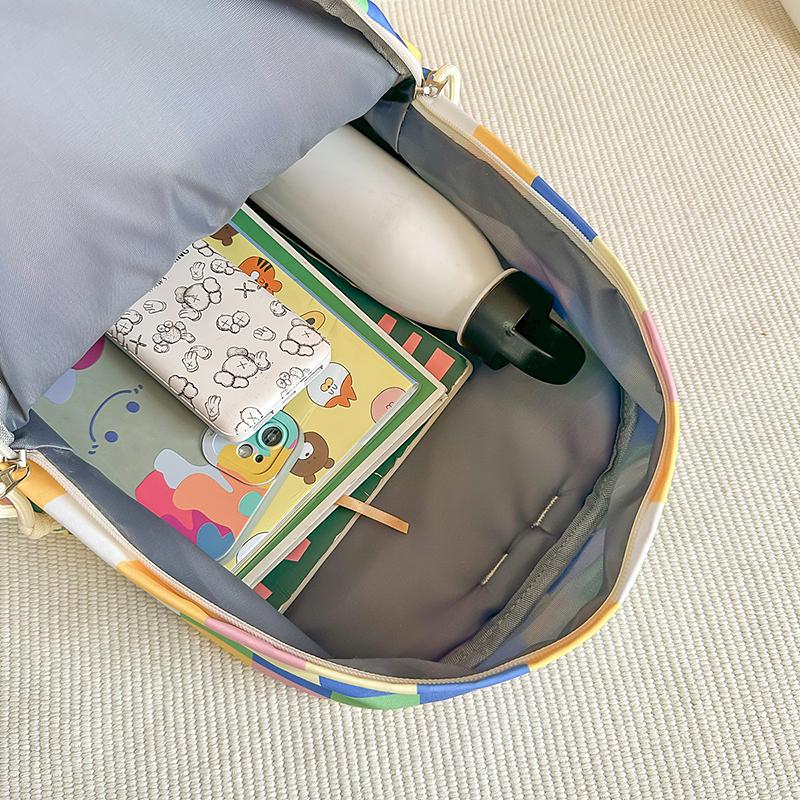 Plecak dla ucznia szkoły średniej w kratkę, damski, o dużej pojemności, nylonowy, szkolny