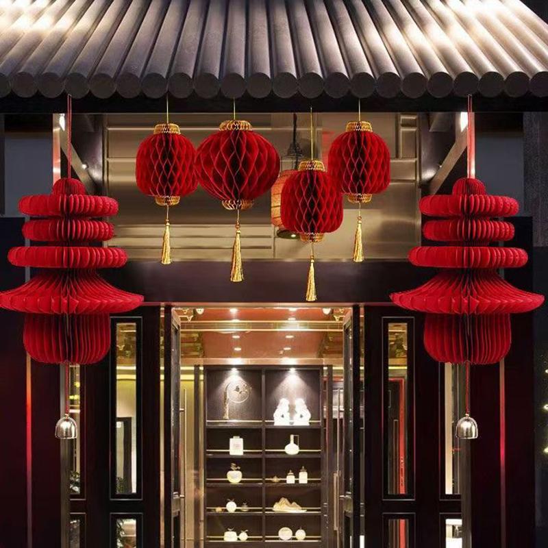 Year Paper Ornament Decoration Lanterns Wedding Decoration 3D Honeycomb Gourd Decorative Pendant Horse Year 2026 Door Decor