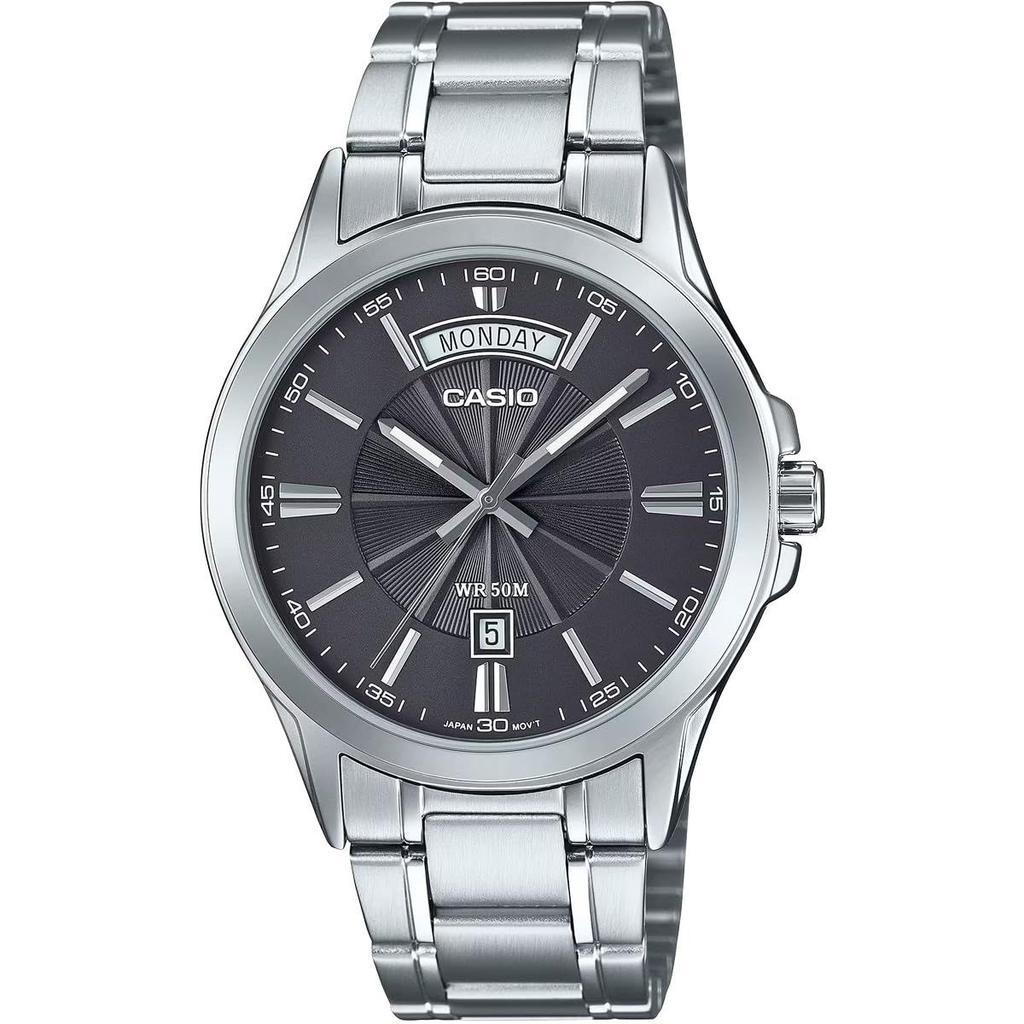 CASIO Analog Quartz Mens Wristwatch MTP-1381D-8AV Metal Band Silver Dark Gray Overseas Model