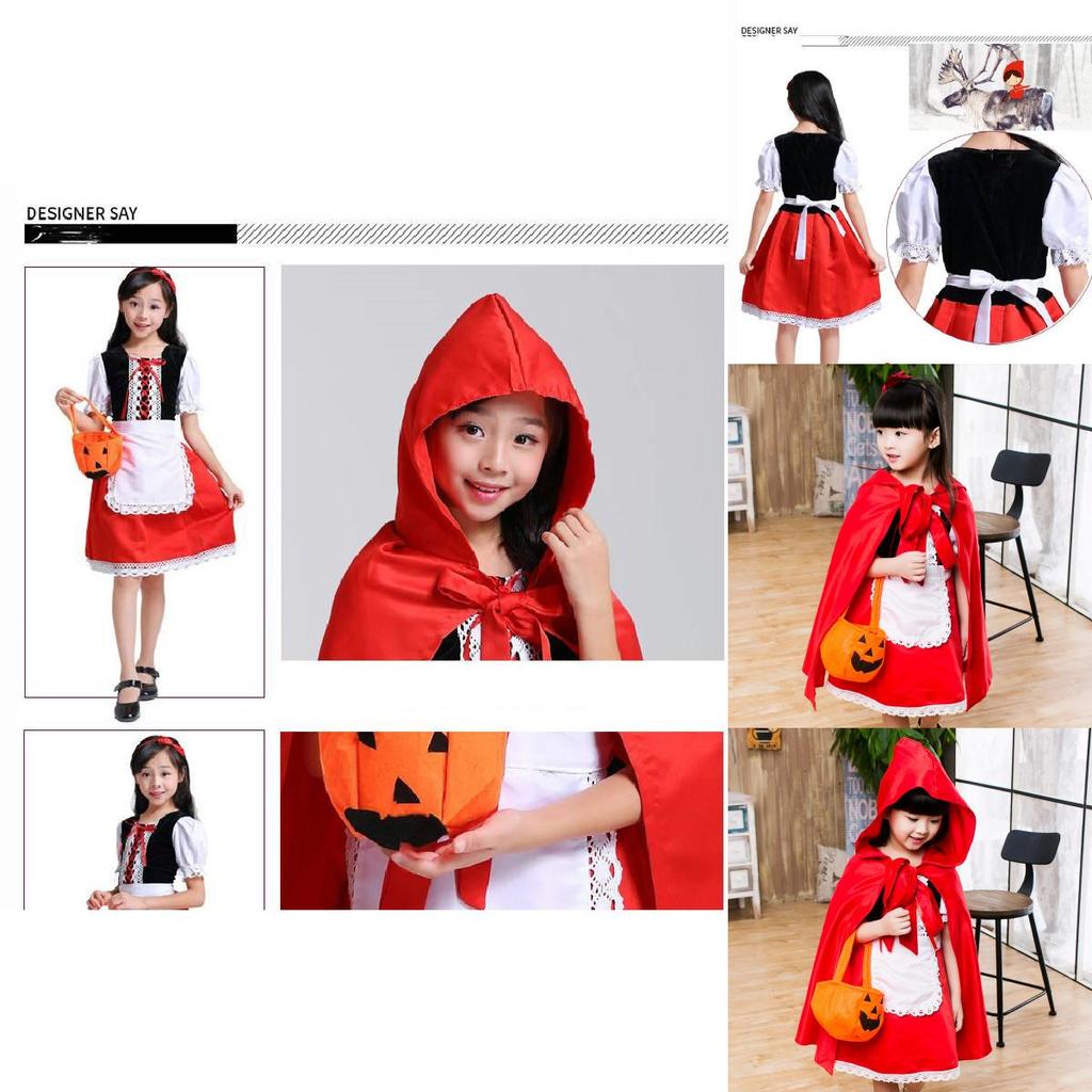 Czerwony Kapturek Sukienka Księżniczki Kostium Halloweenowy z Bajki Dla Dzieci