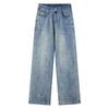 2026 Spring Plus Size High Waist Rhinestone Women's Jeans - Fashionable Wide-Leg Straight Pants 2610