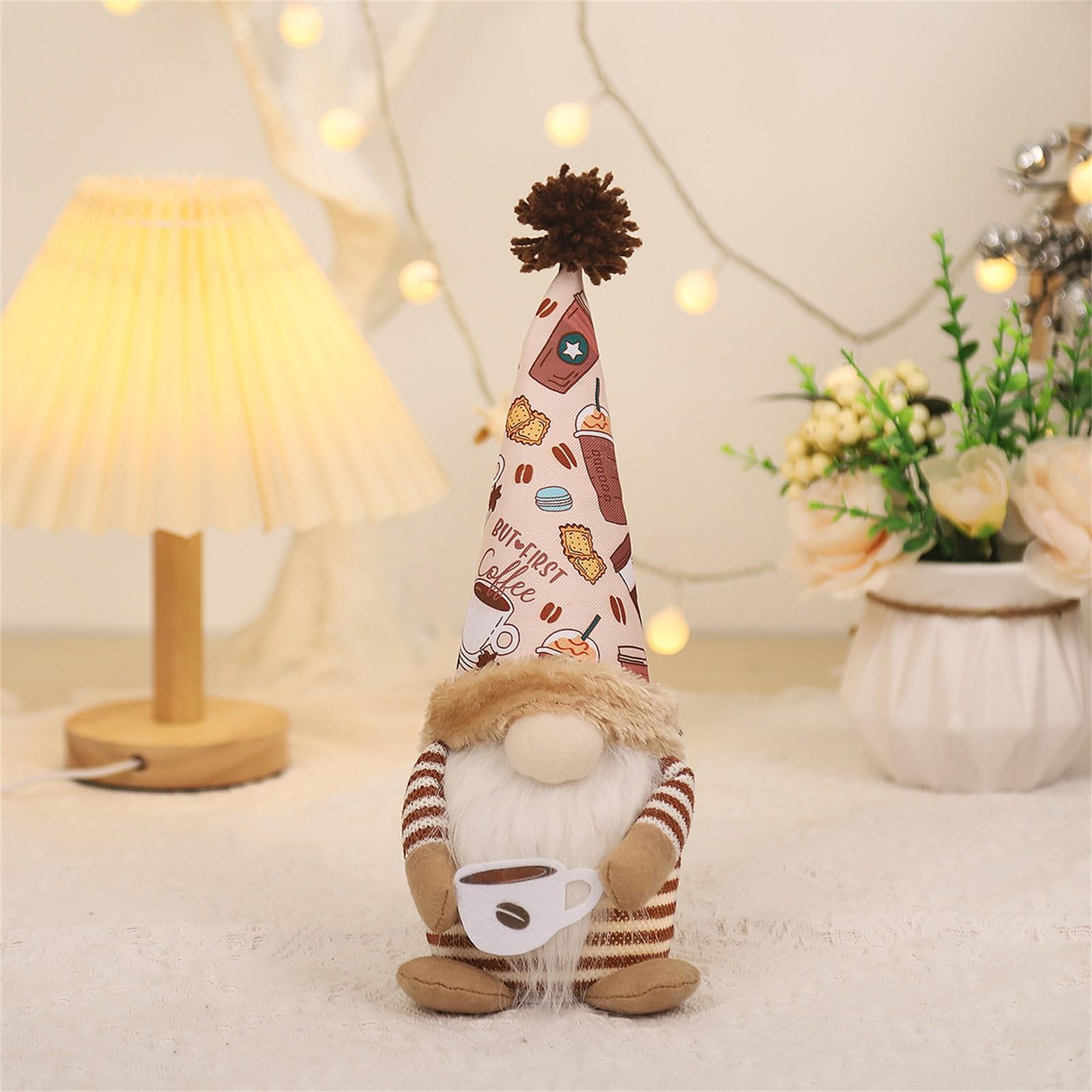 

Рождественское украшение для стола, кофейный гном, украшения, светящаяся безликая кукла, кукла Рудольф One Size