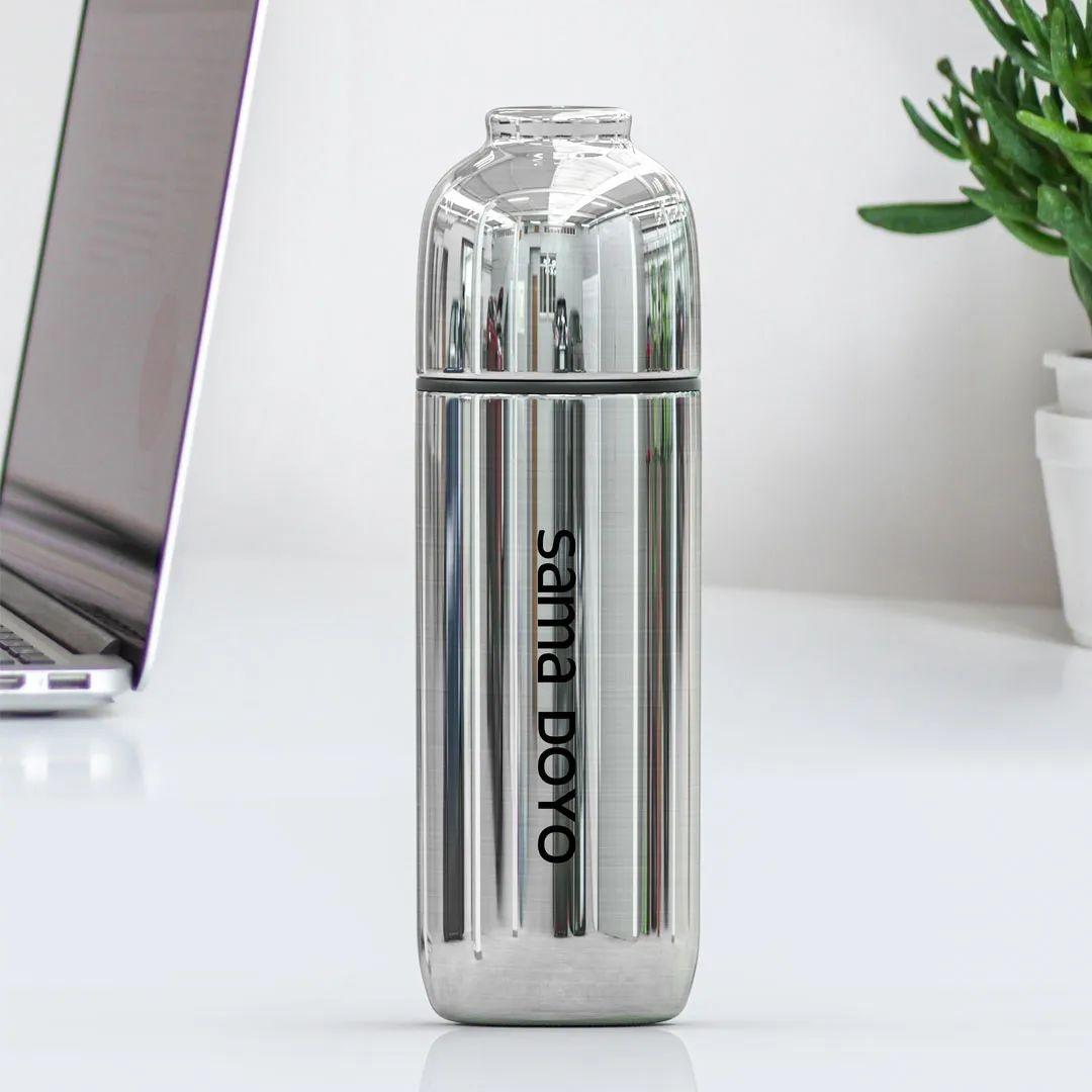 

400 мл Портативная бутылка для чая и тушения, вакуумная чашка с сумкой серебряный