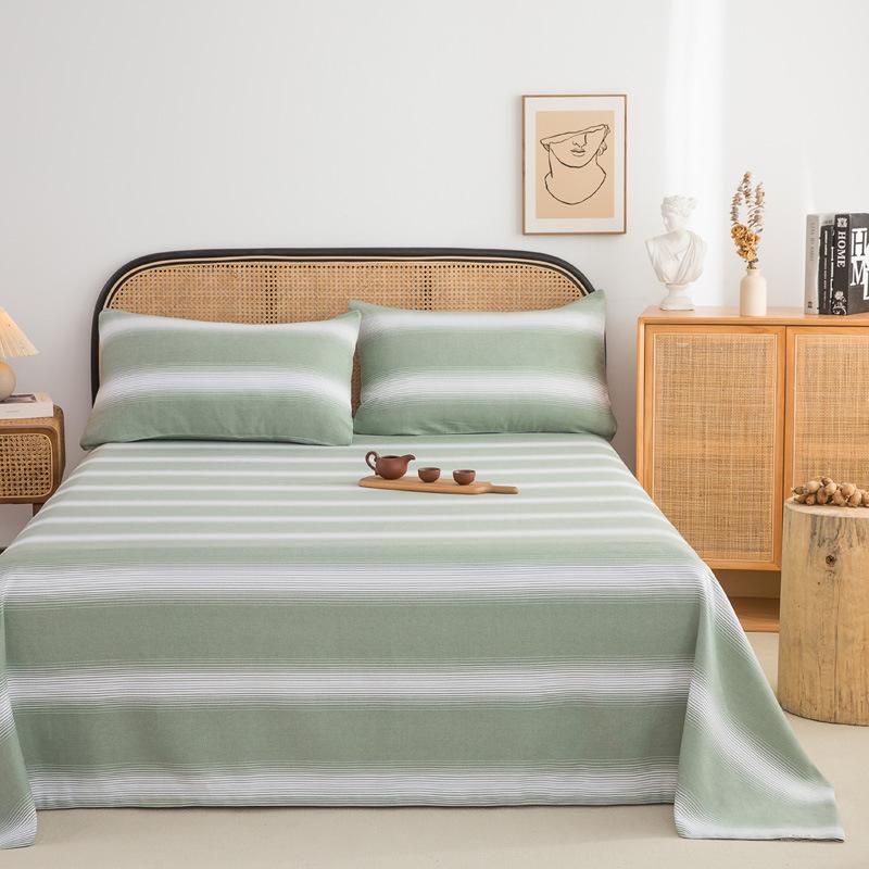 Wholesale 100% cotton old coarse cloth sheets pure cotton kang single three-piece set single piece soft mat student dormitory mat