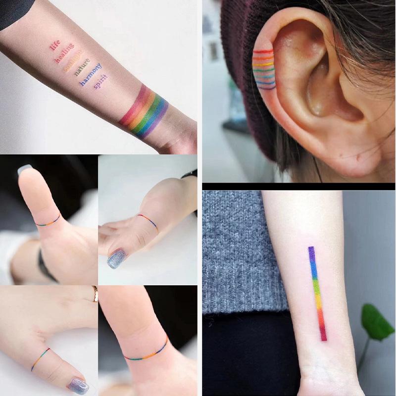 Cartoon Tattoo Sticker Waterdicht Regenboogkleur Persoonlijkheid Schattige Tattoo Sticker Kinderen Tijdelijke Tattoo