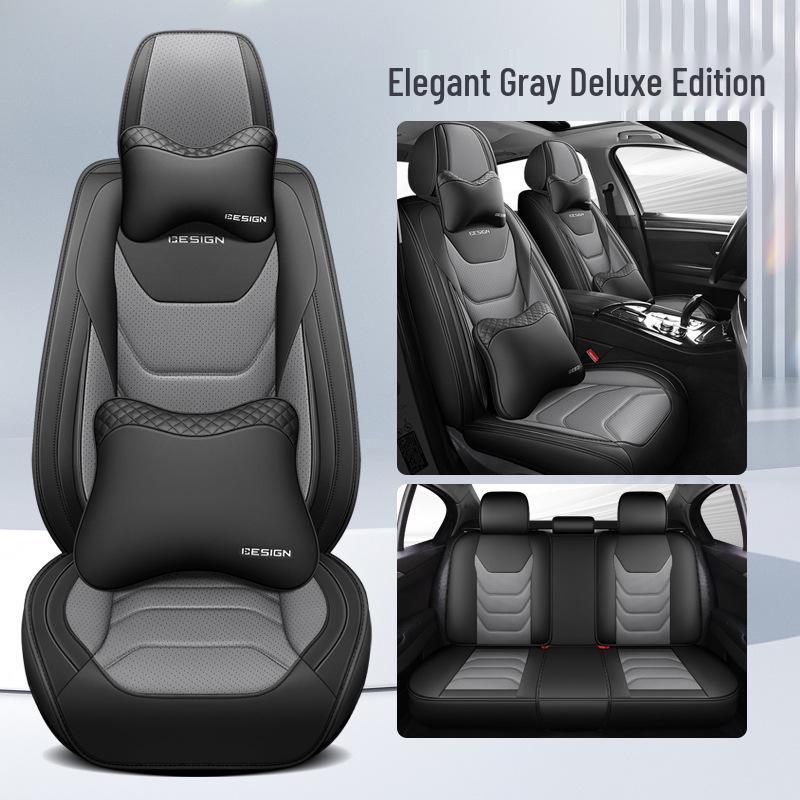 Universal All-Season Five-Seat Leather Car Seat Cover – Full Coverage, Wear-Resistant, Durable, No Removal Needed.