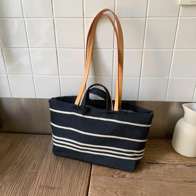 Canvas Bag For Women Large Capacity Summer Casual Style With Top Stitching For Daily Use