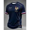 Vintage France Rooster 3D Printed Soccer Jersey Paris Inspired Graphic Blue Short Sleeve Unisex Football Fan Sports Tee Tops