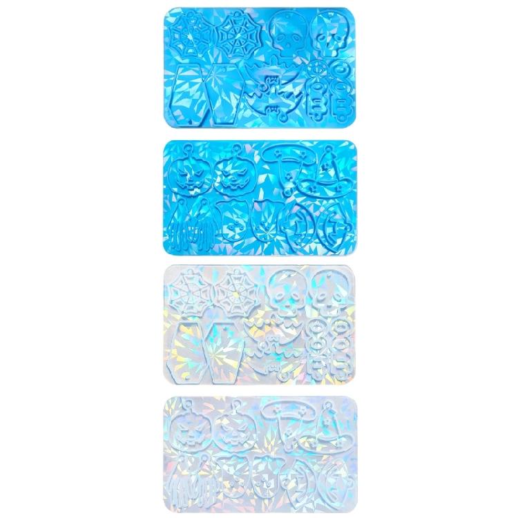 Halloween Skull Resin Molds Handmade Holographic Decorations for Earrings Keychain Hanging Pendant Jewelry Making Tools
