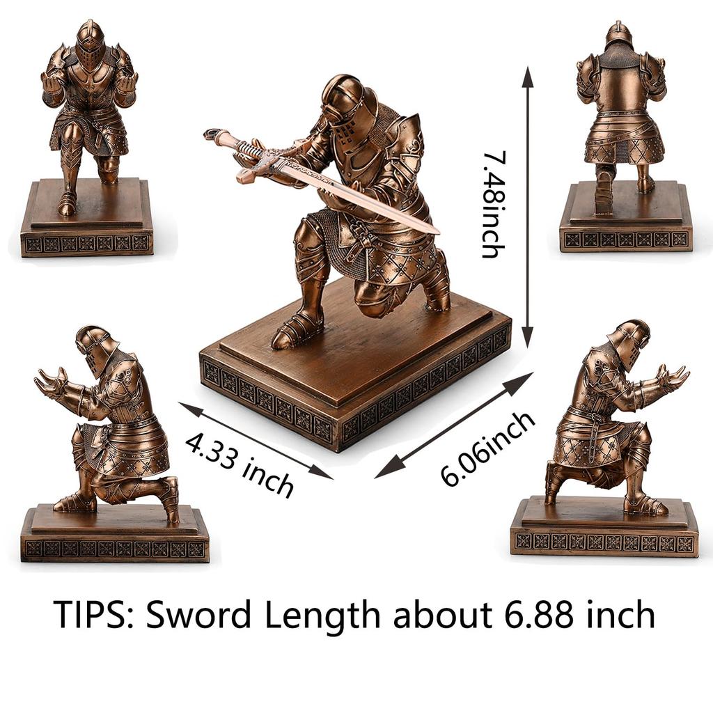 HDMbigmi King's Guard Knight Pen Holder, Pen Stand, Desk Organizer and Accessories, Resin Pencil Holder, Gift for Office or Home (Copper)