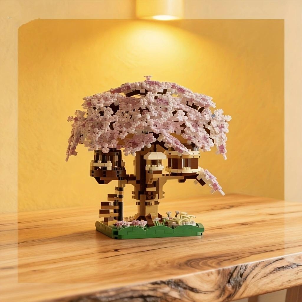 Pink Cherry Tree House Building Micro-Particle Building Block Classic Model Girl Series Difficult Assembly Toys