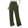 Modische Damen-Farbhose mit weitem Bein, hoher Taille, lockeren Taschen mit Kordelzug, Freizeithose