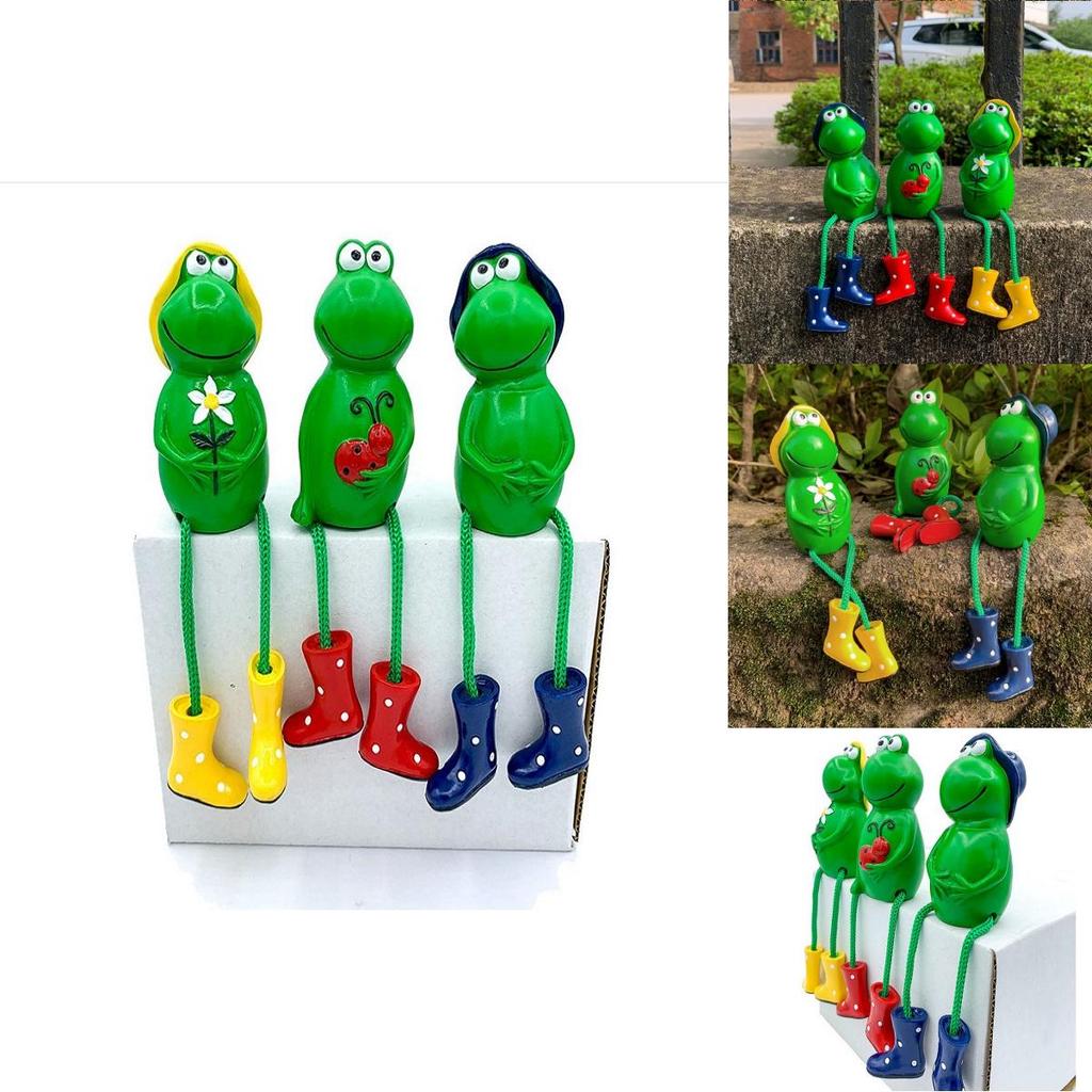 Charming Frog Ornaments For Outdoor Garden And Flowerpot Decoration Set Of Three