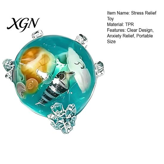 TPR Stress Ball Ocean Seashells Anxiety Relief Clear Squeeze Travel Relaxation Tool Toy Home Office Workers Hand Sensory Portable
