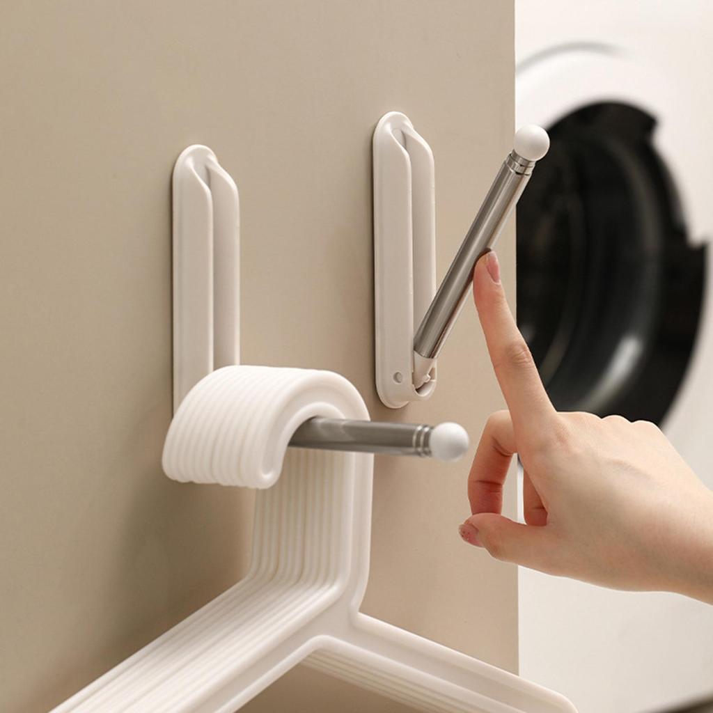 Clothes Hanger Organizer Wall Mounted Clothes Hanger Storage Retractable Hanger Holder Stand Space Saving Clips Clothing Storage