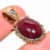 Natural Red Jasper Gemstone TwoTone 925 Solid Sterling Silver Pendant 1.25" I2V27