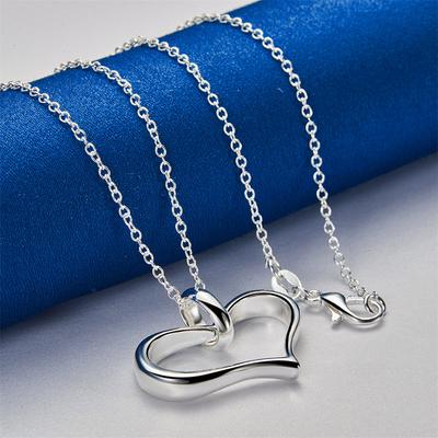 925 Sterling Silver 16-30 Inch Exquisite Heart-shaped Pendant Necklace, Women's Charm Wedding Gift Jewelry