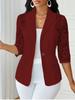 Women's Lapel Three‑Quarter Sleeve Blazer Slim Fit Elegant Lace Splicing Single Button Jacket