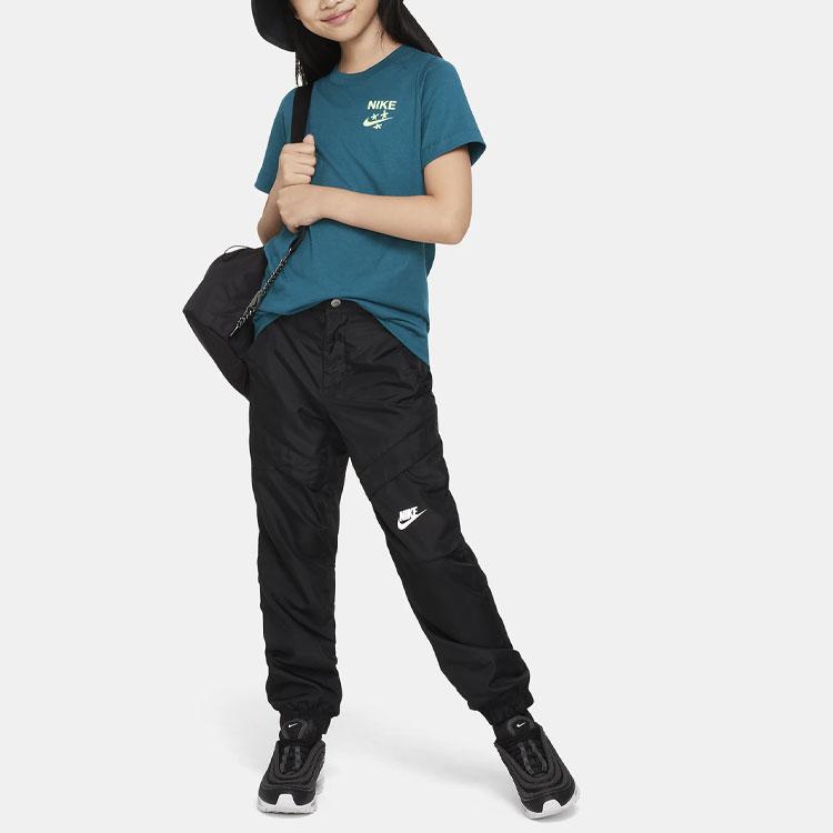 Nike Sportswear Logo Print Round Neck Short Sleeve T-Shirt Kids Tops Industrial-Blue FD3988-315