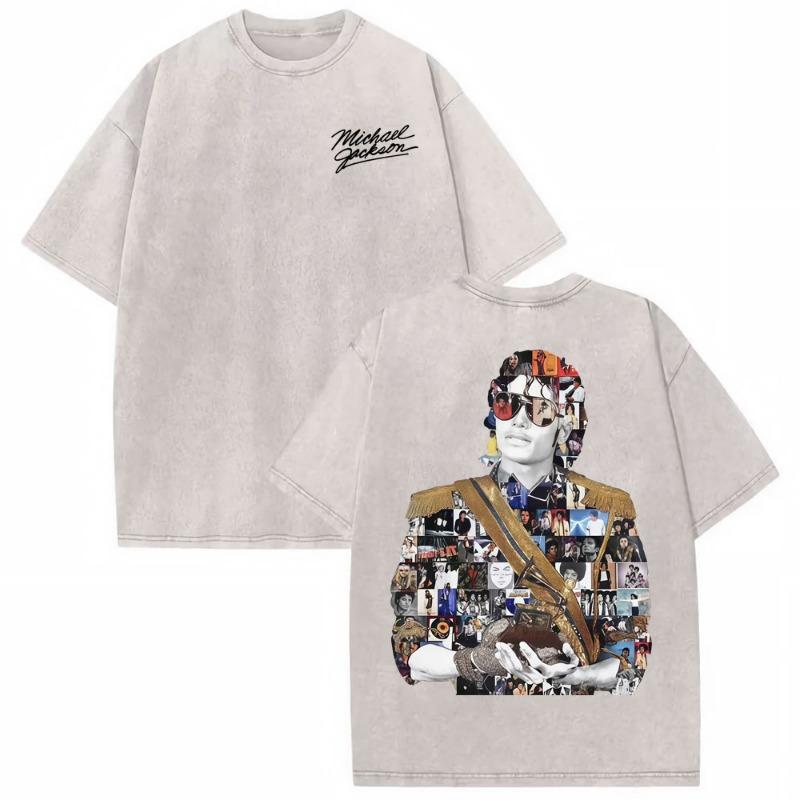 King of Pop Michael Jackson Bad World Tour T Shirts Women Casual Loose Oversized T-shirts Hip Hop 90s Vintage Washed T-shirt