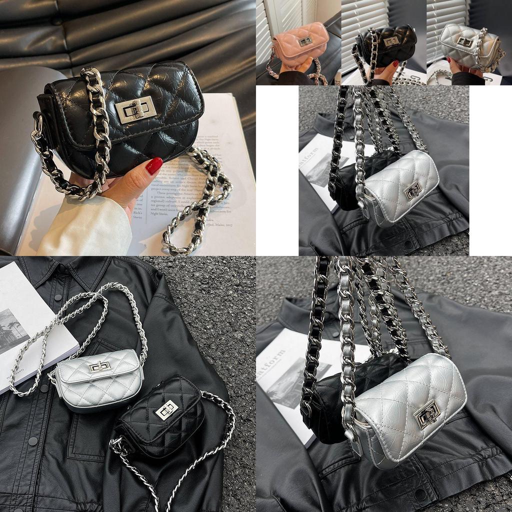 Chic Silver Mini Shoulder Bag For Women Soft Texture And Stylish Quilted Design