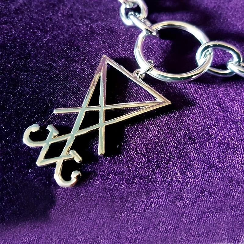 Osobnost Lucifer Seal Grafický přívěsek Tučný náhrdelník pro ženy Dívky, Šperky na krk stříbrné barvy