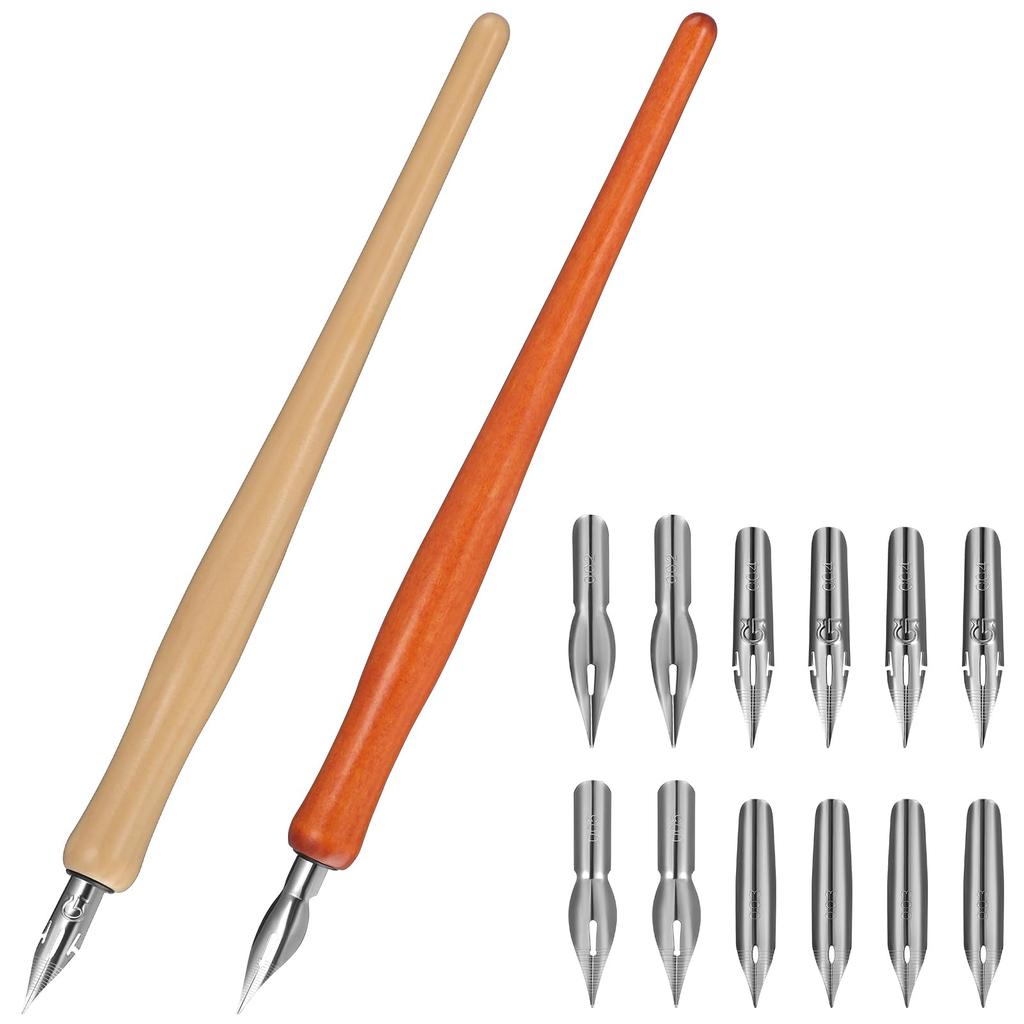 1 Set of Lightweight Solid Wood Fountain Pen Nibs for Calligraphy and More (WD366-0.5mm) Painting, Practice,