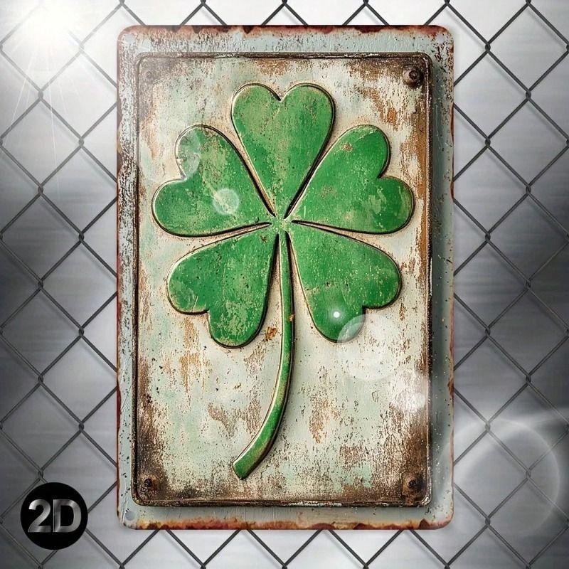 Metal Wall Art Green White Vintage Strawberry St Patrick s Day Sign for Bar Pub