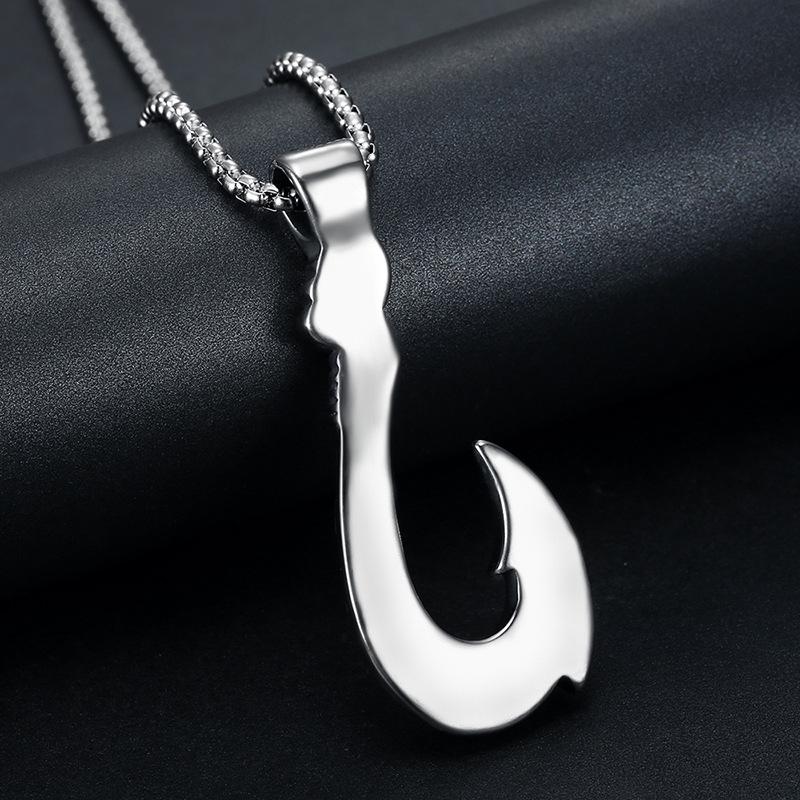 Corrente com Pingente de Anzol de Peixe Viking Clássico para Homens Aço Inoxidável de Alta Qualidade Amuleto Colar Gancho de Peixe Mágico de Maui Joias