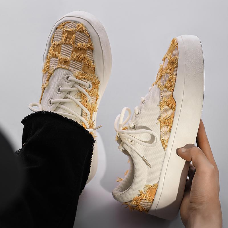 

Мужская повседневная обувь, модная и удобная, противоскользящая, 2024, новые мужские кроссовки из парусины, износостойкие, для улицы, на все сезоны, легкие 35 жёлтый